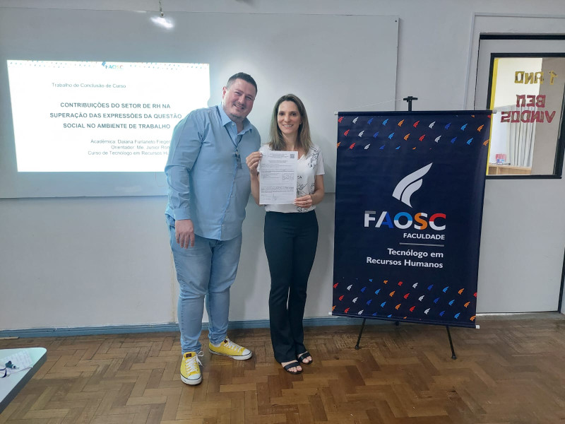 BANCAS EXTAORDINÁRIAS DE TCC FAOSC DOS CURSOS PEDAGOGIA E RECURSOS HUMANOS CONTAM COM A PRESENTAÇA DE PROFESSORES DAS UNIVERSIDADES FEDERAIS E PARTICULARES