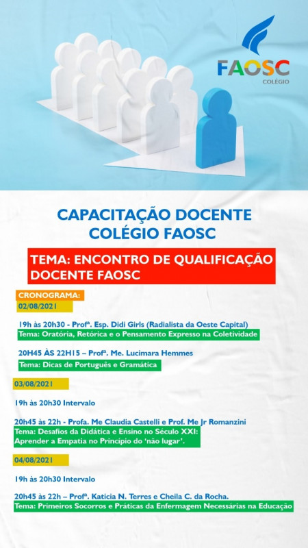 CAPACITAÇÃO PROFESSORES COLÉGIO FAOSC